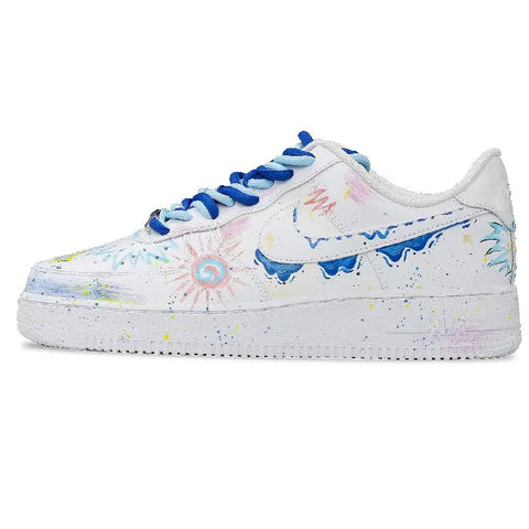【Customize】Nike Air Force 1 Skateboarding Shoes Men Low-top Blue Sneakers shoes CW2288-111