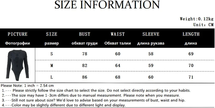 Candyhot Sexy Dot Hollow Out Bodysuit Y2K Gothic Punk Long Sleeves Bodycon T-shirt Women Autumn Streetwear Slim Bodice Bodysuits