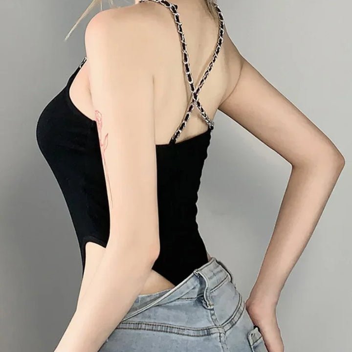 Hollow Out Sexy Bodysuit Lingerie Black Off Shoulder Bustier Hanging Neck Body Feminino Sleeveless Fashion Trends Women Clothing
