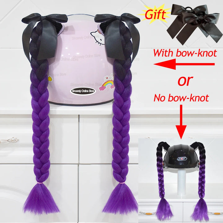 2pcs/pair New Motorcycle Helmet Braids Woman Braids Wig For Motorbike Helmets 164 colors Twist Dual Pigtail Ponytail With Sucker