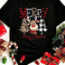 Cute Reindeer Leopard Print Women Christmas T Shirt Casual Cartoon Christmas Tree Graphic Short Sleeve Female T-Shirt