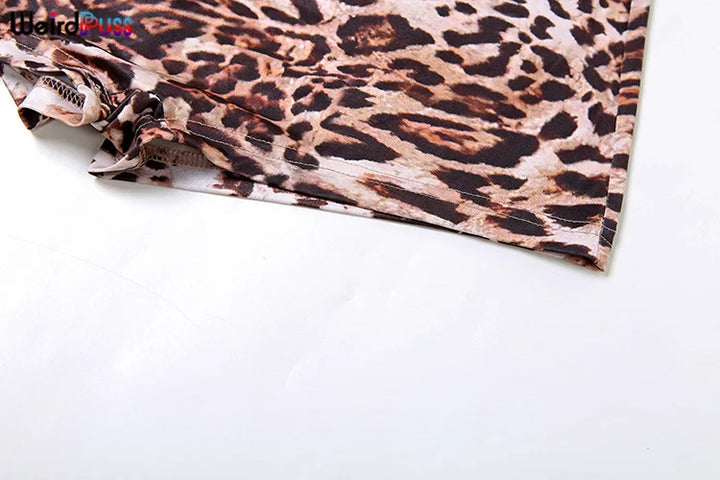 Weird Puss Leopard Print Romper Women 2024 Autumn Trend Hipster Long Sleeve O-Neck Skinny Stretch Streetwear Sexy Playsuits