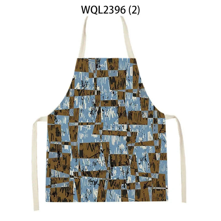1 Piece Abstract Patchwork Home Kitchen Sleeveless Cleaning Halter Neck Apron Holiday Dinner Baking Cooking Accessories Bib