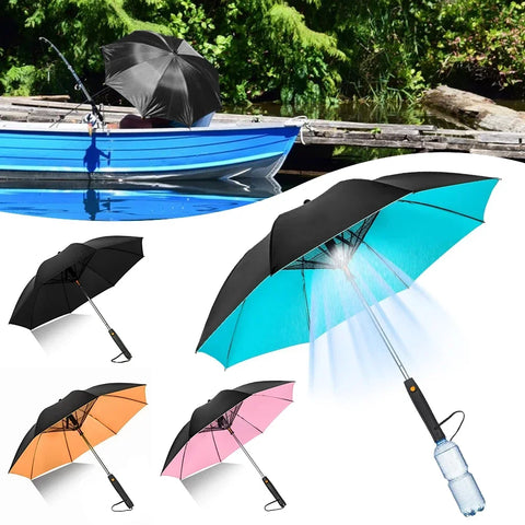 Sun Umbrella with Fan Misting,Portable Fan for UPF 50+ Sun,Cooling Umbrella,Summer Cooler for Outdoor Beach,Battery Powered
