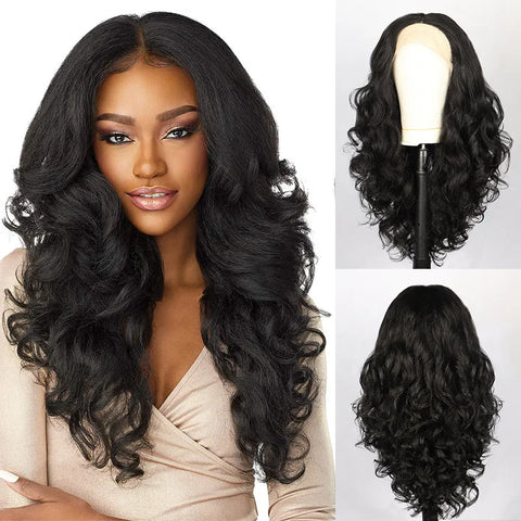 cosplay wigs Women's fashion front lace wigs Black midsection fluffy long curly chemical fiber full head of wigs