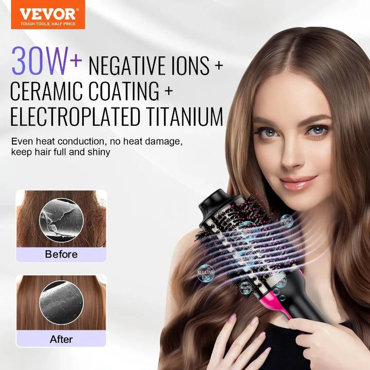 Hair Blow Dryer Brush Ionic Hair Styler Volumizer with 2.95 Oval Barrel