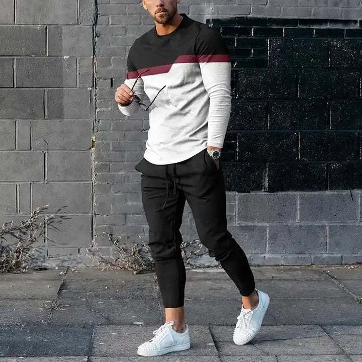 Men's Long Sleeve T-shirts and Pants Two Piece Guitar 3D Printed Men's Sets Casual Suit nike tech fleece