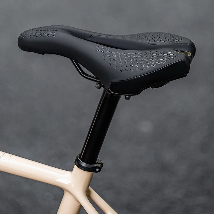 ROCKBROS Bicycle Saddle Hollow Breathable Shockproof Cycling Seat PU Non-Slip Leather Cushion Lightweight MTB Road Bike Saddle