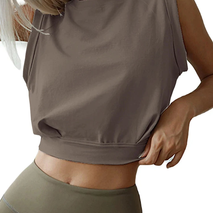 Crop Top Cotton Shirts for Women Cute Sleeveless Yoga Tops Running Gym Workout Shirts Casual Fitness Loose Female T-Shirt