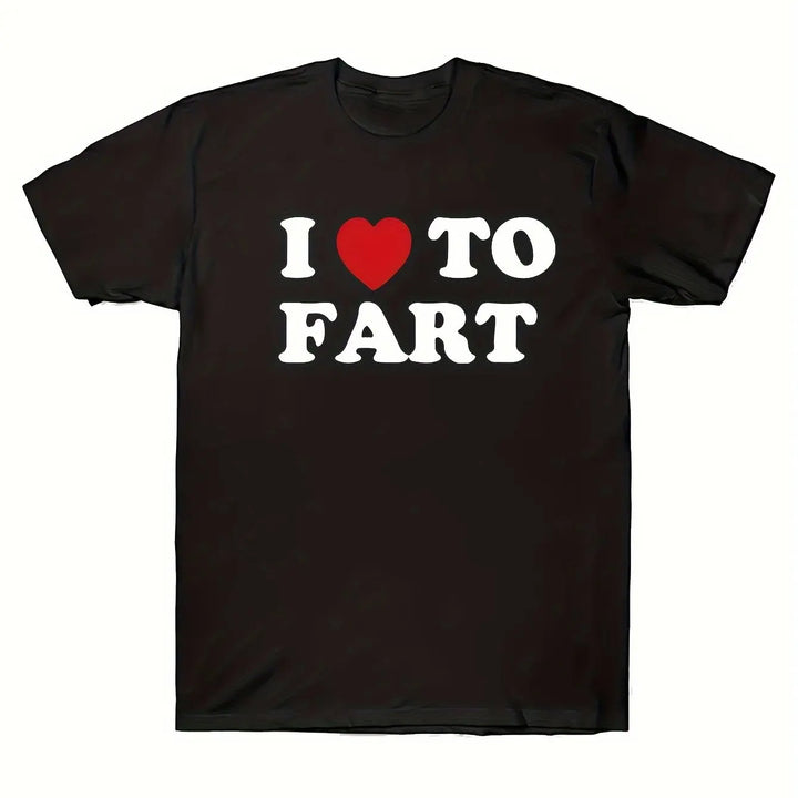 Unique I Love To Fart Graphic Print Crew Neck Short Sleeve  T-Shirt for Men - Comfortable Breathable and Fashionable Casual Wear