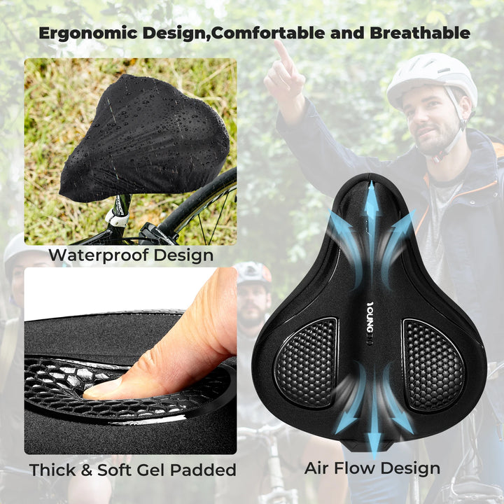 YOUNGDO Bike Seat Cushion Cover Comfort Waterproof Breathable Cycling Bicycle Saddle for Mountain MTB Peloton BMX City Road Bike