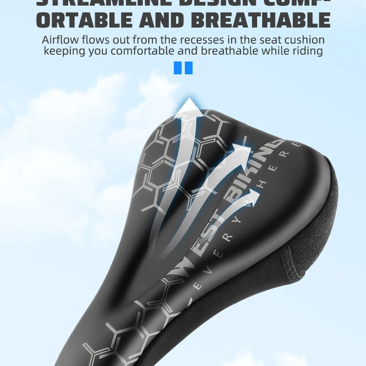 WEST BIKING Comfortable Bicycle Saddle Cover Breathable Rebound Silicone Foam Bike Seat Cover With Rain Cover Bike Accessories