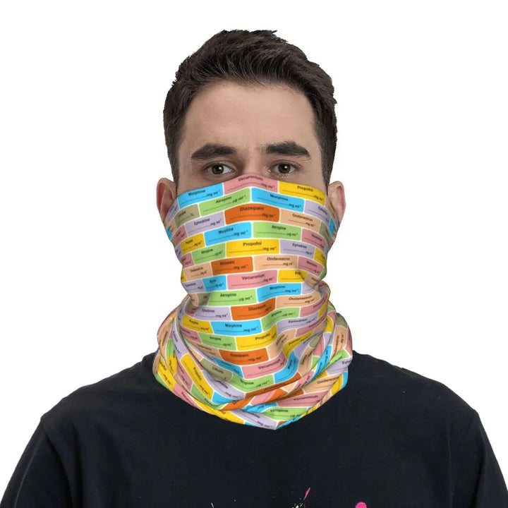 Custom Nursing Pattern Nurse Bandana Neck Gaiter for Ski Cycling Women Men Wrap Scarf Health Care Headband Warmer