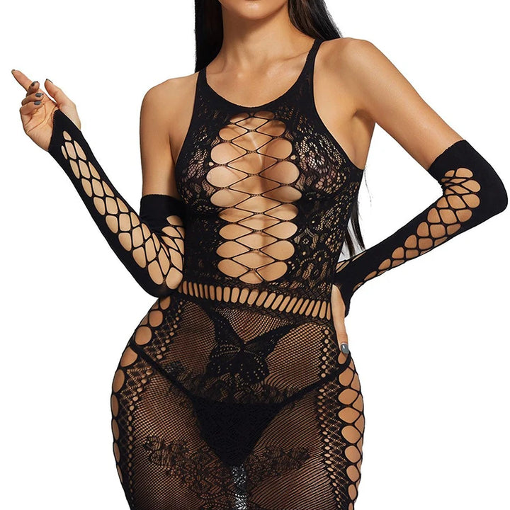 2022 New Sexy Transparent Women's Dress Sheer Mesh Cutout Long Sleeve Slip Dress Slim Straps Club Party Dress Vestido Mini Dress