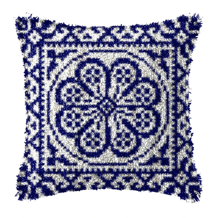 Christmas Vintage Classic Latch Hook Set Embroideried Latch Hook Kits Flower Latch Hook Pillow Button Pad Package Handmade Cross