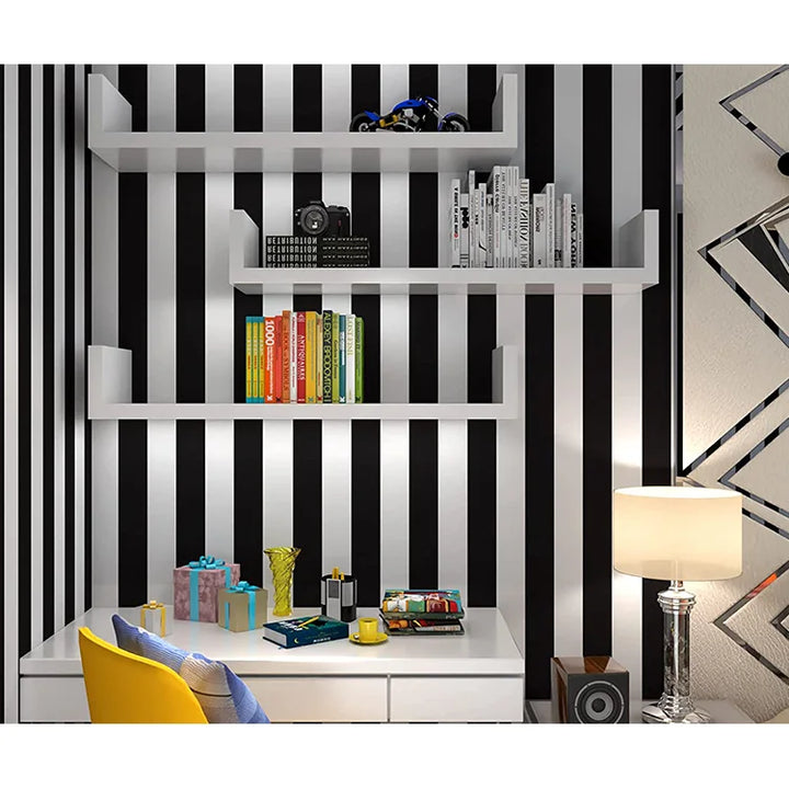 Black and White Stripe Peel and Stick Removable Wallpaper Self Adhesive Contact Paper for Room Vinyl Film Roll Waterproof