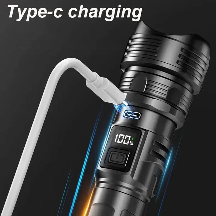 Powerful Led Flashlight Super Bright Tactical Torch Light Emergency Spotlights Telescopic Zoom Lantern Built-in Batte 18650ry