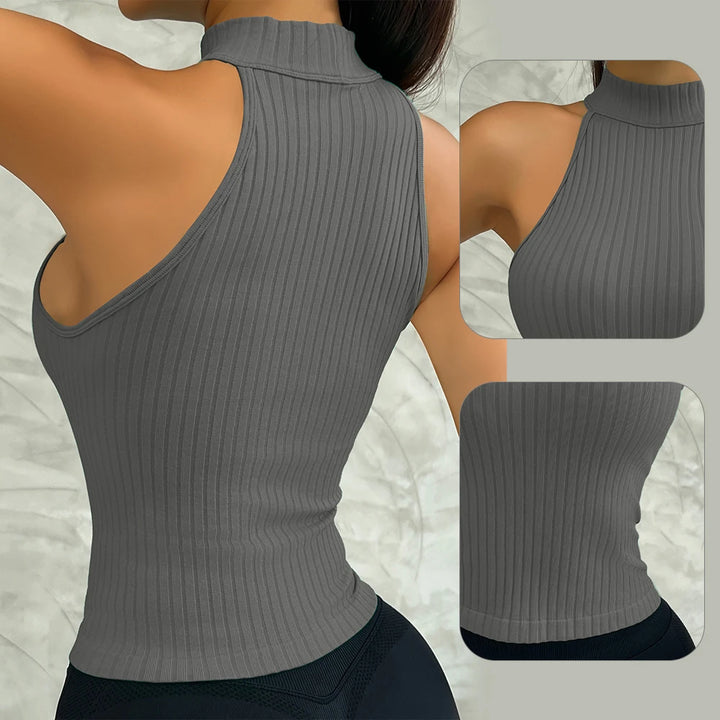 Women Yoga Vest Gym Sports Seamless Fitness Rib-Knit Running Breathable sexy Vest Workout Bra Tank Top Female Without Pad
