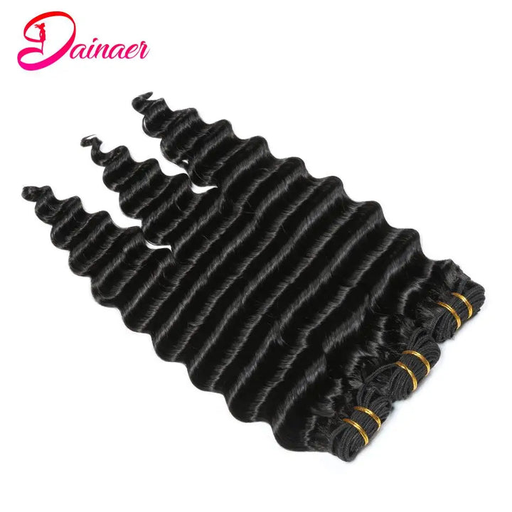 Deep Wave Bundles With Closure Brazilian Human Hair Weave Bundles With Closure Deep Wave Hair 4Bundles With 4x4 Lace Closure