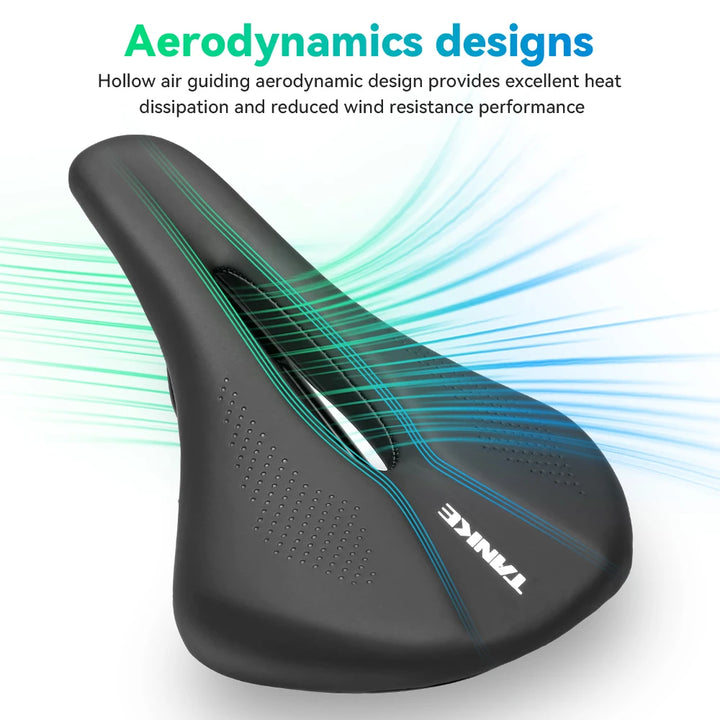 TANKE Hollow Breathable Bicycle Saddle Men Women MTB Road Bike Saddle Shock Absorbing Comfortable Big Butt Bike Seat Safety-PU