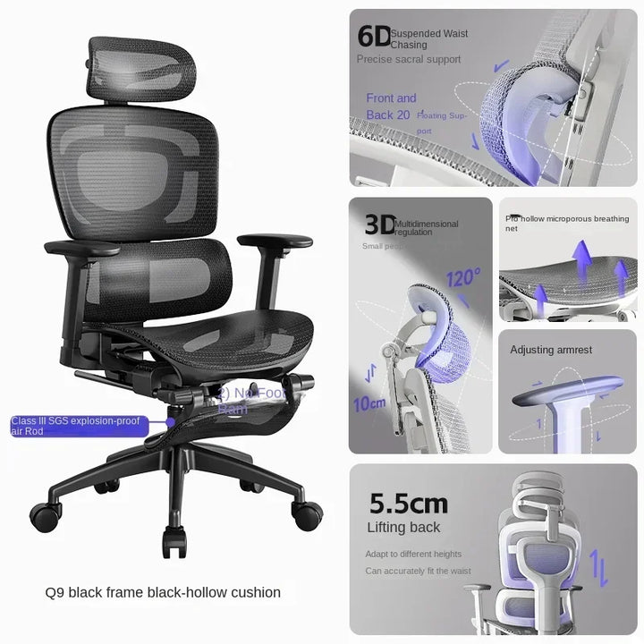 Comfortable Ergonomic Office Chair with Adjustable Height and Lumbar Support for Long Sitting Hours and Gaming