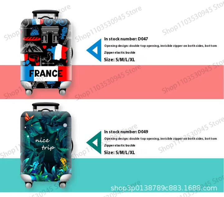 For18-32Inch Luggage Cover Elastic Suitcase Cover Full Body Print Suitcase Protective Case Suitcase Luggage Protector Dust Cover