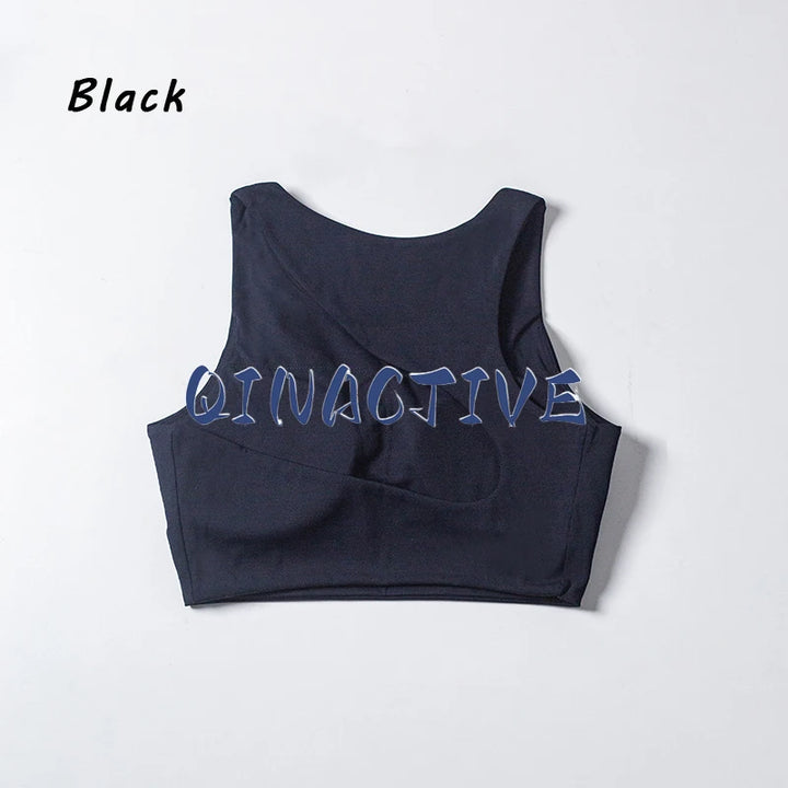 QINACTIVE  Sexy Backless Women Crop Top Fitness Solid Sports Bra Gym Shockproof Workout Yoga Tank Tops