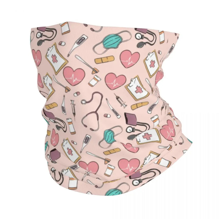 Custom Nursing Pattern Nurse Bandana Neck Gaiter for Ski Cycling Women Men Wrap Scarf Health Care Headband Warmer