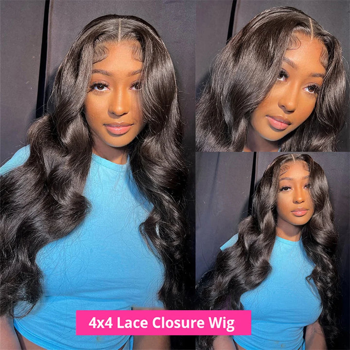 Human Hair Lace Wigs Remy Brazilian Transparent Body Wave 4x4 Lace Closure Wig 180% Density Cranberry Hair 4x4 Lace Front Wig