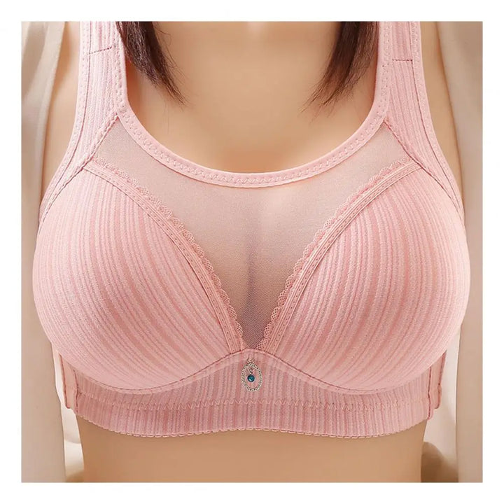 Women Knit Bra With Chest Pad No Steel Ring Seamless Breathable Underwear Wide Shoulder Strap Push-up Bra Sexy Sports Bra