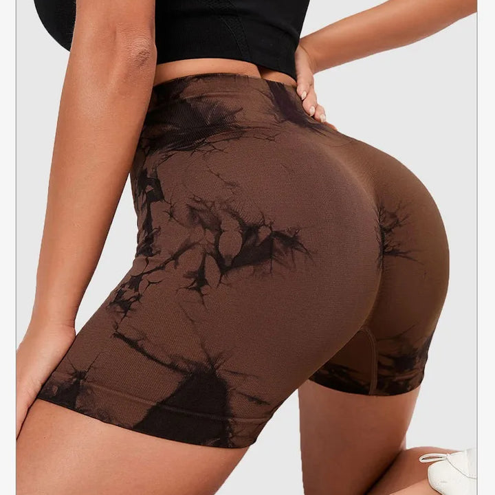 Tie Dyed Seamless Fitness Pants WOMEN'S High Waist and Hip Lifting Sports Tight Shorts Running Sexy Peach Fitness Yoga Shorts