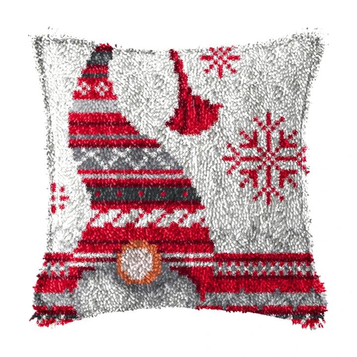 Christmas Vintage Classic Latch Hook Set Embroideried Latch Hook Kits Flower Latch Hook Pillow Button Pad Package Handmade Cross