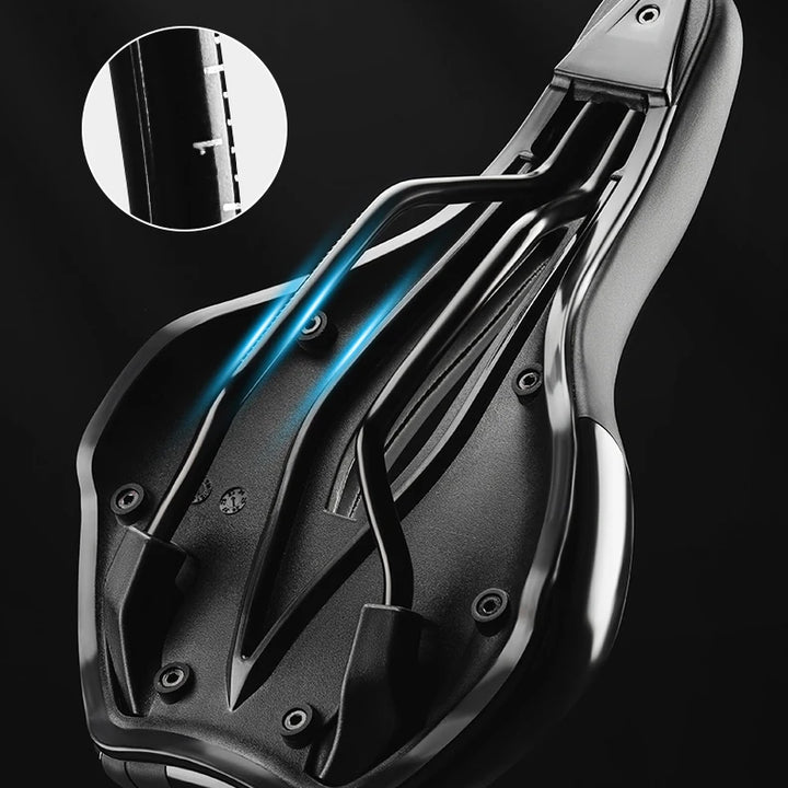 ROCKBROS Bicycle Saddle Hollow Breathable Shockproof Cycling Seat PU Non-Slip Leather Cushion Lightweight MTB Road Bike Saddle