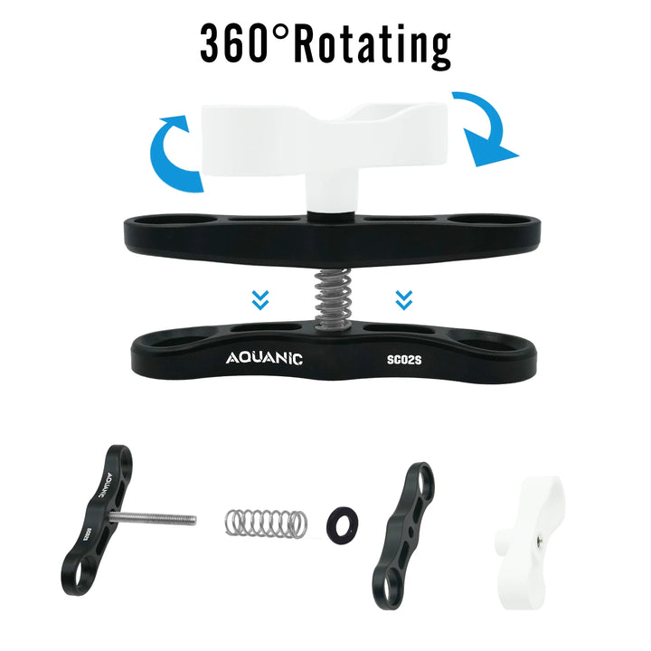 NiteScuba 2 Two Holes Clip Clamp Tripod Butterfly For Ball Head Mount Light Arm Bracket Connector Mount Adapter for Gopro Camera