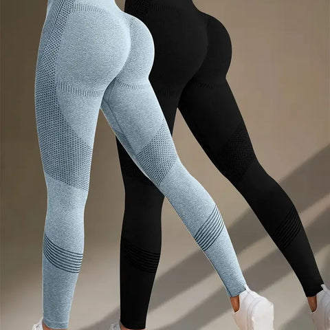 Solid color fitness yoga sports pants, high elastic tummy control yoga pants, women's sportswear