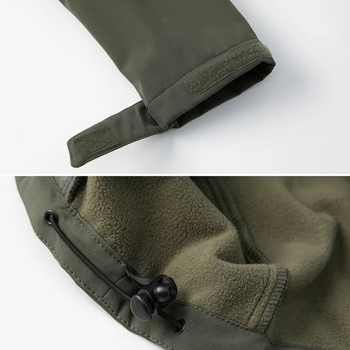Men's Waterproof Softshell Tactical Jacket Winter Windproof Fleece Hoodie Jacket Outdoor Hiking Skiing Windbreaker Coat