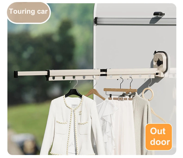 BEISHI Suction Cup Retractable Cloth Drying Rack Household Wall Mount Laundry Drying Rack for Drying Towel Clothes Space Saving