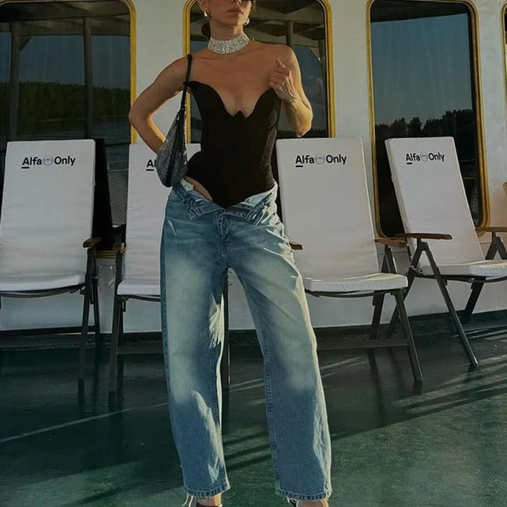 Nibber Hipster Irregular Tank Tops Women Chest Wrap Wild Sexy Backless Solid Stretch 2025 Summer Trend Chic High Street Vest