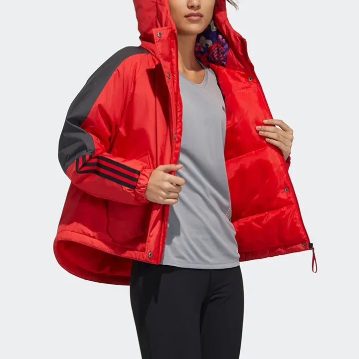 adidas CNY Series W X-bu Jkt Women's Casual Comfortable Fashion Sports Hooded Jacket Jacket Cotton Autumn Winter Scarlet