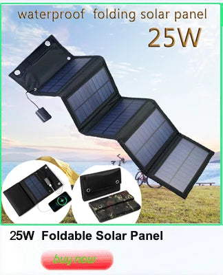 30W Solar Panel With USB Waterproof Outdoor Hiking And Camping Portable Battery Mobile Phone Charging Bank Charging Panel