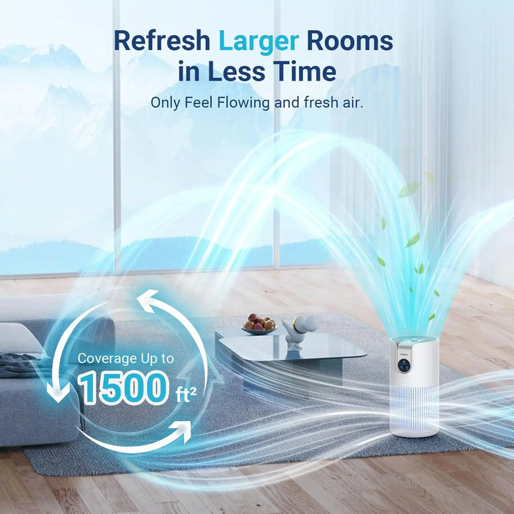 Air Purifiers for Home Large Room Up to 1500ft² with Aromatherapy,    HEPA Air Purifier Air Filter Cleaner  15dB, M03, White
