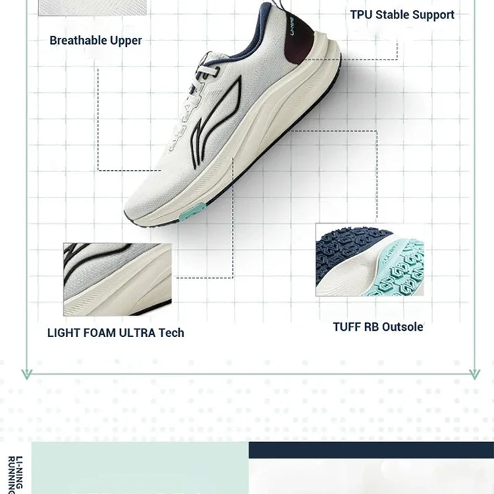 Li-Ning Men RED HARE 8 Racing Running Shoes LIGHT FOAM ULTRA Cushion Reflective Stable Shoes LiNing Training Shoes ARPV001