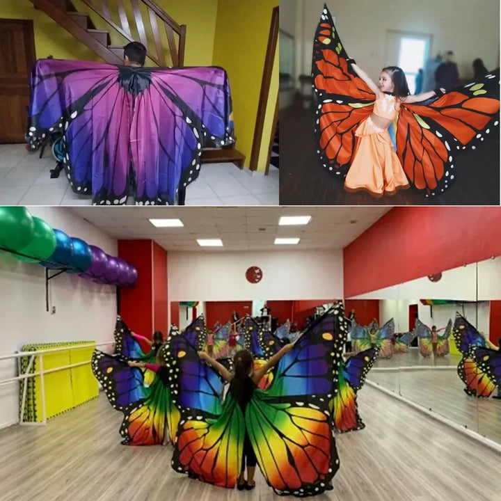 Belly Dance Butterfly Wings Kids Performance Stage Wear Women Dancer Clothes Adult Bellydance Costume Wings Cosplay Moveable