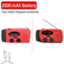 2000mAh high capacity rechargeable radio solar rechargeable emergency light outdoor camping flashlight waterproof portable light