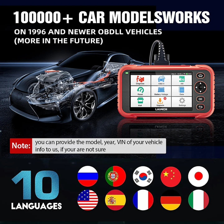 LAUNCH Official - X431 CRP123E PLUS Car Diagnostic Tools OBD OBD2 Full System Code Reader Scanner SAS OIL ETS Reset Free Update