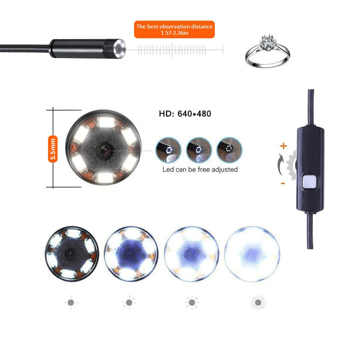 KERUI Android Endoscope Camera 2 IN1 Micro USB Type C Borescope Mini Camera Waterproof LED Car Inspection For HUAWEI XIAOMI PC