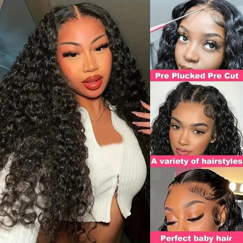 Curly Wigs Lace Frontal wig 5x5 Human Hair 4x4 Natural 30 40 Inch Deep Wave Glueless Closure Wigs For Women Lace Front wigs