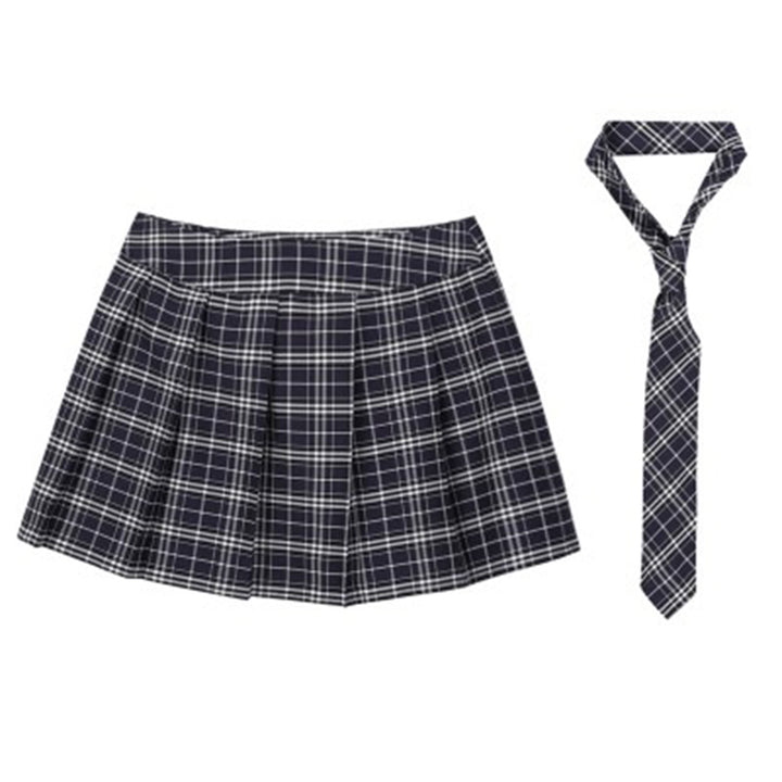 Womens Adult Japanese Schoolgirls Uniform Mini Skirts Cosplay Costume y2k Clothes Fancy Dress Outfit Pleated Skirt with Necktie