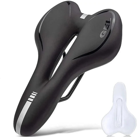 Bike Saddle Silicone Cushion Cycling Seat PU Leather Surface Silica Filled Gel TimeTrial Comfortable Shockproof Bicycle Saddle