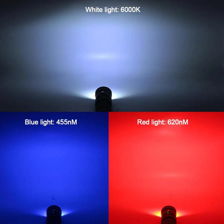 80W Professional Underwater 100M 10LED Diving Photography Fill Light Waterproof IPX8 White+Red+Blue Scuba Diver Snorkeling Torch